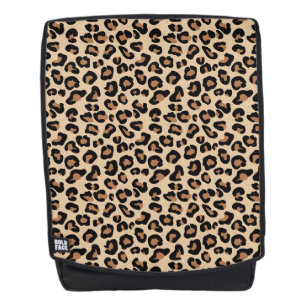 Leopardenmuster, Schwarz, Braun, Rostrot und Beige Rucksack