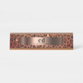 Leopardenmuster schwarz Bronze metallisch Schreibtischnamensplakette (Vorderseite )