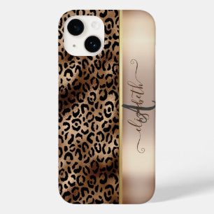 Leopardenmuster Schwarz Bronze Monogramm Case-Mate iPhone 14 Hülle