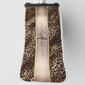 Leopardenmuster Schwarz Bronze Monogramm Golf Headcover (Rotieren 90)