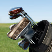 Leopardenmuster Schwarz Bronze Monogramm Golf Headcover (In Situ)