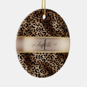 Leopardenmuster Schwarz Bronze Monogramm Keramik Ornament (Rechts)