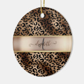 Leopardenmuster Schwarz Bronze Monogramm Keramik Ornament (Links)