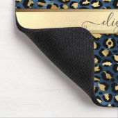 Leopardenmuster Schwarz Bronze Monogramm Mousepad (Ecke)
