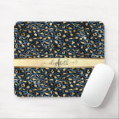 Leopardenmuster Schwarz Bronze Monogramm Mousepad (Mit Mouse)