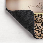 Leopardenmuster Schwarz Bronze Monogramm Mousepad (Ecke)