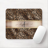 Leopardenmuster Schwarz Bronze Monogramm Mousepad (Mit Mouse)