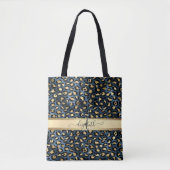 Leopardenmuster Schwarz Bronze Monogramm Tasche (Vorderseite)