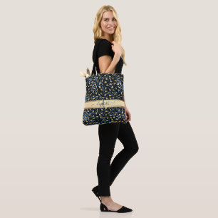 Leopardenmuster Schwarz Bronze Monogramm Tasche