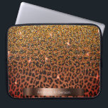 Leopardenmuster schwarz-goldbraun laptopschutzhülle<br><div class="desc">Elegant,  glamourös und feminin mit braunem,  goldfarbenem und schwarzem Leopardenmuster,  mit goldenen Konfetti dekoriert. Vorlage für Ihren Namen. Ein bronzefarbener Rahmen für Imitate. Weiße Buchstaben.</div>