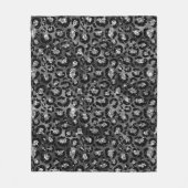 Leopardenmuster Schwarz und Silber Grau Fleecedecke (Vorderseite)