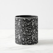 Leopardenmuster Schwarz und Silber Grau Tasse (Zentrum)