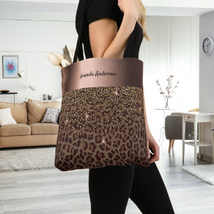 Leopardenmuster schwarze Bronze Tasche