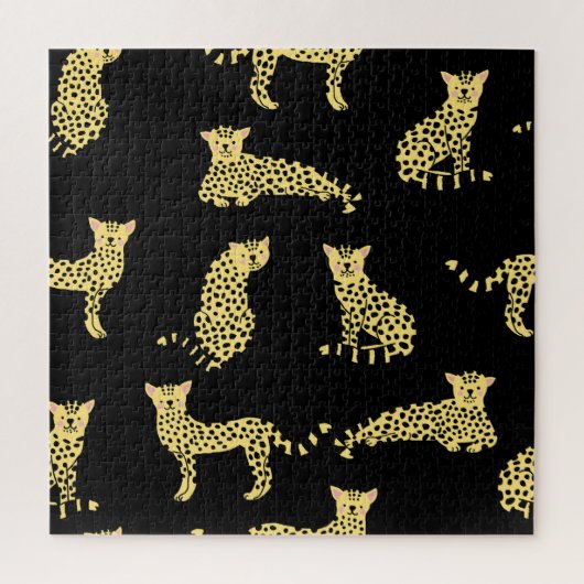 Leopardenmuster: Schwarzer Hintergrund Gepard Puzzle (Vertikal)