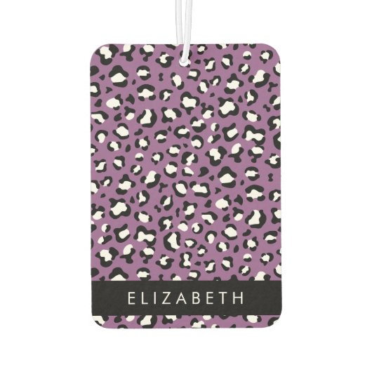 Leopardenmuster, Spots, Lila Leopard, Ihr Name Autolufterfrischer (Rückseite)