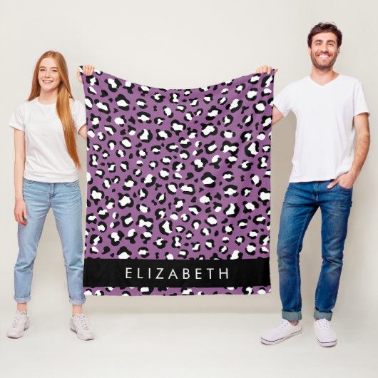 Leopardenmuster, Spots, Lila Leopard, Ihr Name Fleecedecke (Beispiel)