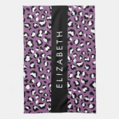 Leopardenmuster, Spots, Lila Leopard, Ihr Name Geschirrtuch (Vertikal)