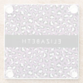 Leopardenmuster, Spots, Lila Leopard, Ihr Name Glasuntersetzer (Rückseite)