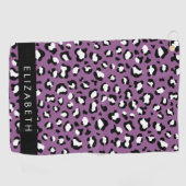 Leopardenmuster, Spots, Lila Leopard, Ihr Name Golfhandtuch (Horizontal)