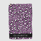 Leopardenmuster, Spots, Lila Leopard, Ihr Name Golfhandtuch (Vorderseite)