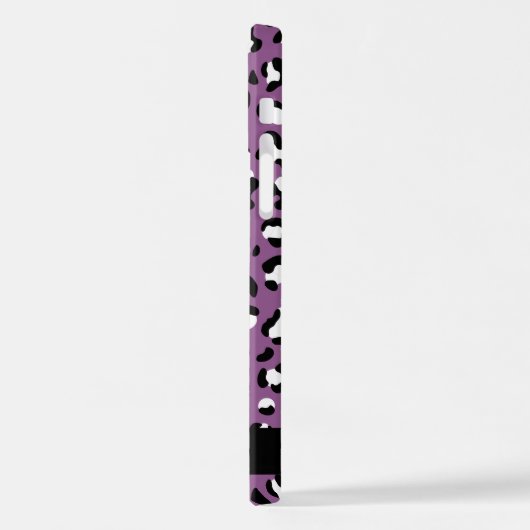 Leopardenmuster, Spots, Lila Leopard, Ihr Name iPhone Hülle (Linke Seite)