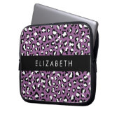 Leopardenmuster, Spots, Lila Leopard, Ihr Name Laptopschutzhülle (Vorderseite Links)