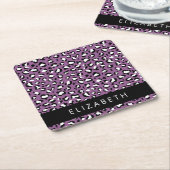 Leopardenmuster, Spots, Lila Leopard, Ihr Name Rechteckiger Pappuntersetzer (angewinkelt)
