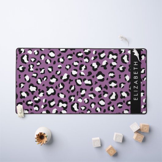 Leopardenmuster, Spots, Lila Leopard, Ihr Name Schreibtischunterlage (Kindertisch)