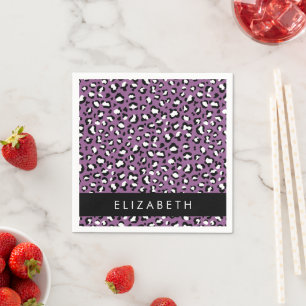Leopardenmuster, Spots, Lila Leopard, Ihr Name Serviette