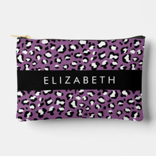Leopardenmuster, Spots, Lila Leopard, Ihr Name Zubehörtasche