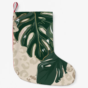 Leopardenmuster, Tierdruck nahtlos Design Gree Kleiner Weihnachtsstrumpf