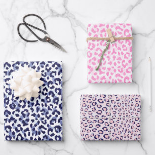 Leopardenpapier aus rosa Leoparden Geschenkpapier Set