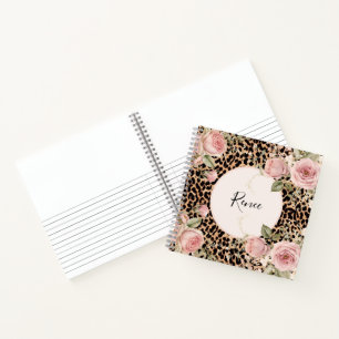 Leopardenpatrone mit leichten Rose Notizblock