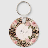 Leopardenpatrone mit leichten Rose Schlüsselanhänger (Vorderseite)