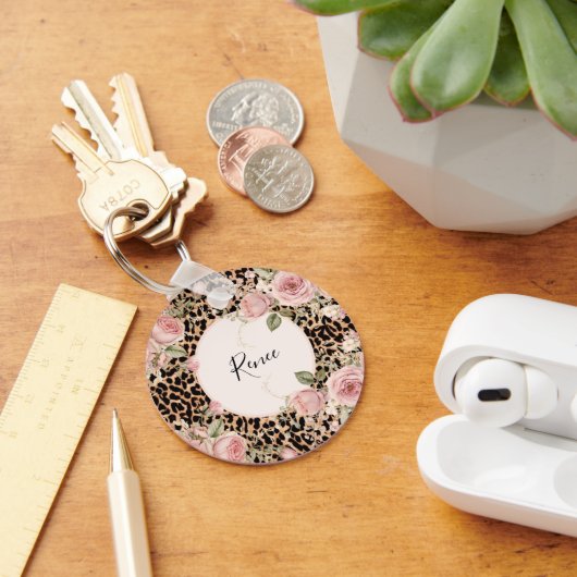 Leopardenpatrone mit leichten Rose Schlüsselanhänger (Schreibtisch)