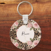 Leopardenpatrone mit leichten Rose Schlüsselanhänger (Vorderseite)