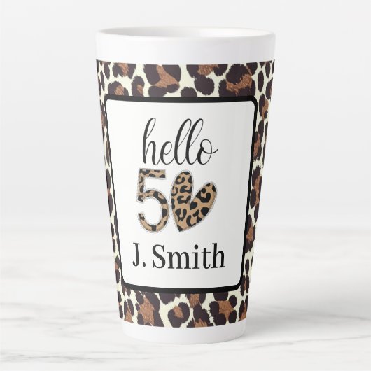 Leopardenprint 50. Geburtstag Milchtasse (Vorderseite)