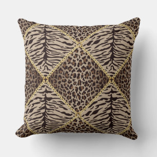 Leopardenprint Diamant Design Braun/Beige Kissen
