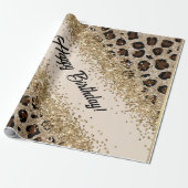 Leopardenprint Gold Glitter Geschenkpapier (Ungerollt)