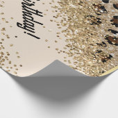 Leopardenprint Gold Glitter Geschenkpapier (Ecke)