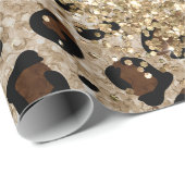 Leopardenprint Gold Glitter Geschenkpapier (Rolleneckpunkt)