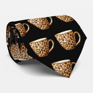 Leopardenprint-Kaffeetassen-Schlips Krawatte