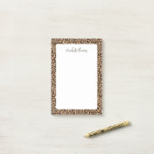 Leopardenprint mit Monogramm Post-it Klebezettel (Auf Schreibtisch)