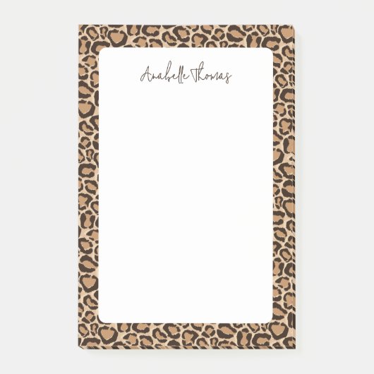Leopardenprint mit Monogramm Post-it Klebezettel (Vorderseite)