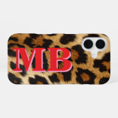 Leopardenprint-Monogramm iPhone 16 Hülle (Rückseite (Horizontal))