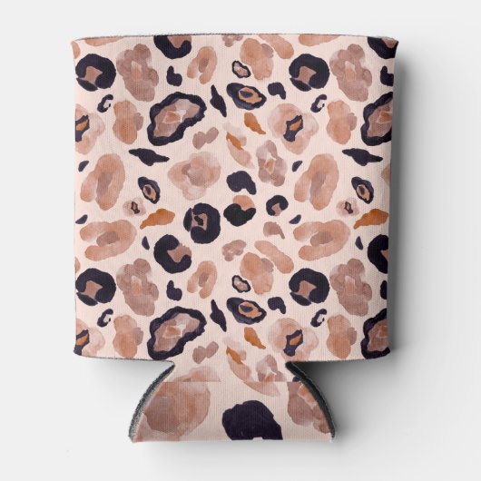 Leopardenprint, nahtlos, beige Hintergrund. Dosenkühler (Vorderseite)