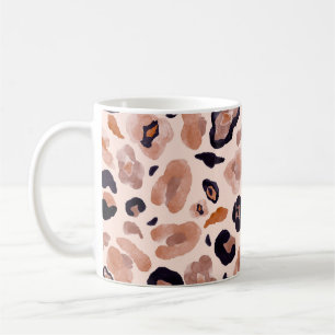 Leopardenprint, nahtlos, beige Hintergrund. Kaffeetasse