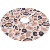 Leopardenprint, nahtlos, beige Hintergrund. Polyester Weihnachtsbaumdecke (Schrägansicht)