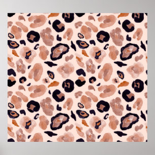 Leopardenprint, nahtlos, beige Hintergrund. Poster