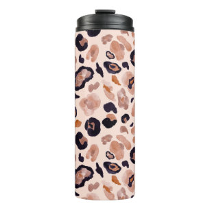 Leopardenprint, nahtlos, beige Hintergrund. Thermosbecher